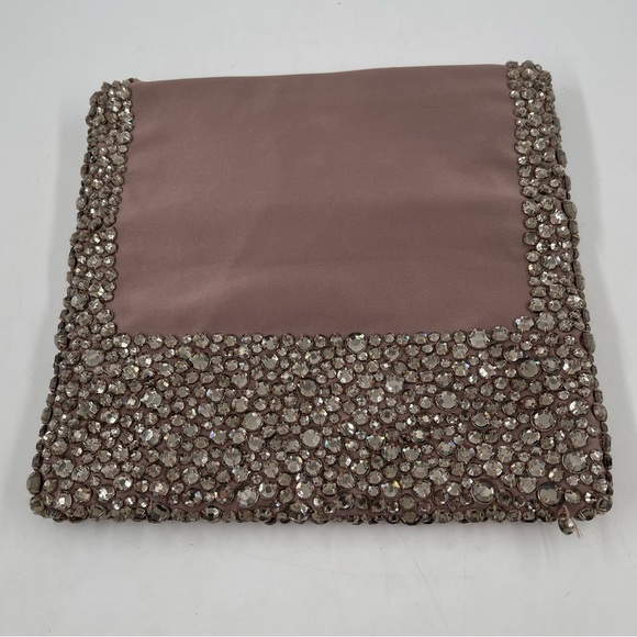 Banana Republic Taupe Beaded Foldable Clutch Bag - 9 3/4”W X 4 1/2”H (Folded) - Picture 4 of 9